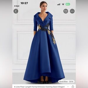 Formal Blue Embroidered Evening Dress